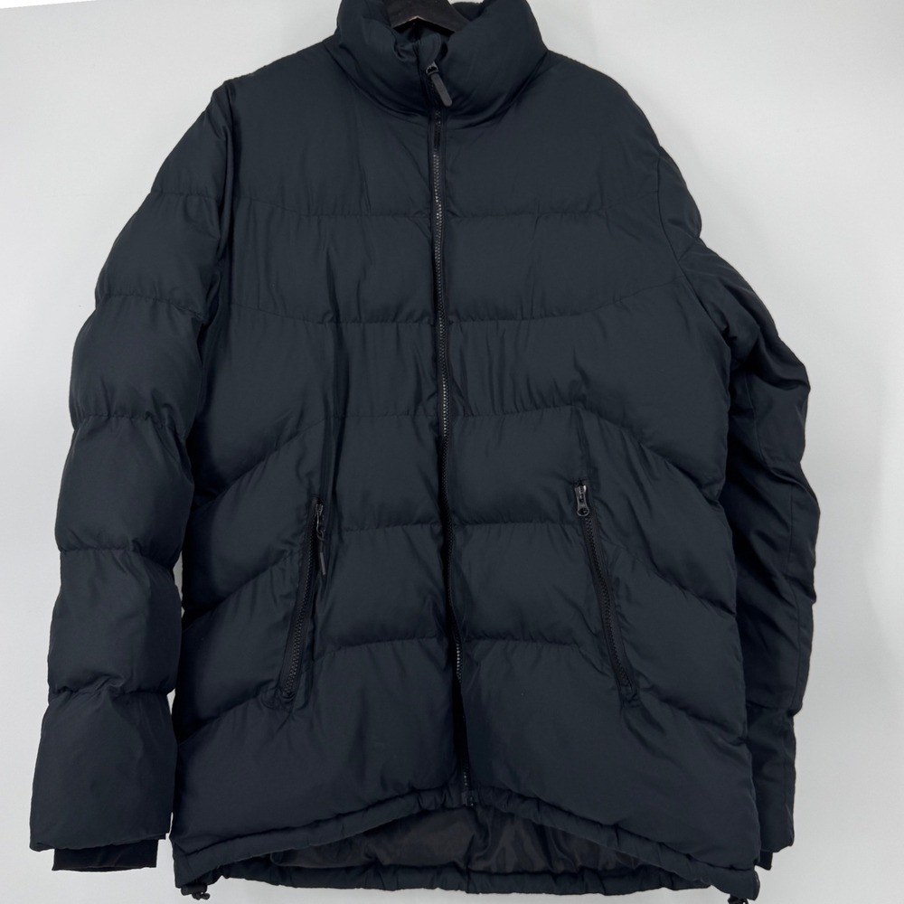 Gymshark Mens Black Puffer Bubble Jacket Quilted Full Zip Size Large